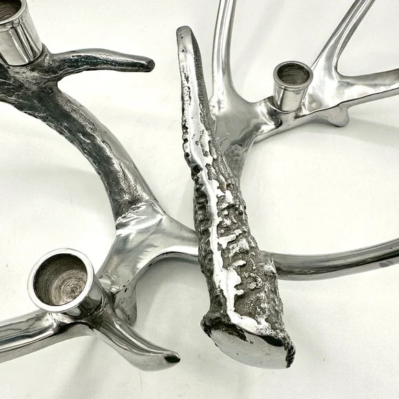Antler Candle Holder, Silver Aluminum. Holds four candles. - Picture 8 of 16
